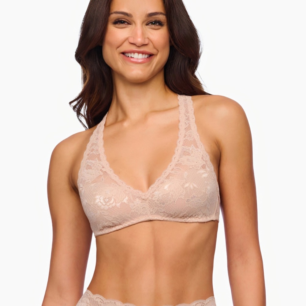 Cosabella Never Say Never Racie Racerback Bralette Nude Rose Lace L